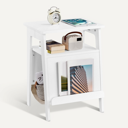 Table D'appoint Pour Chat Avec Lit Bout De Canapé En Bois Avec Niche Range-magazines Blanc