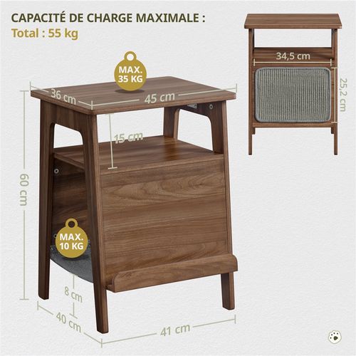 Table D'appoint Pour Chat Avec Lit Bout De Canapé En Bois Avec Niche Range-magazines Noyer