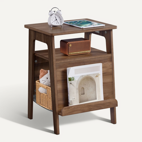 Table D'appoint Pour Chat Avec Lit Bout De Canapé En Bois Avec Niche Range-magazines Noyer