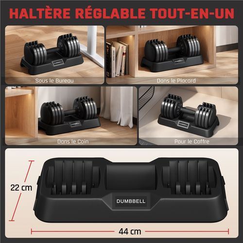 Haltère Réglable De Musculation Charge Variable Gym à Domicile 25 Kg Noir