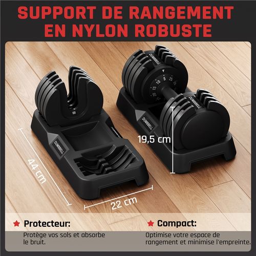 Haltère Réglable De Musculation Charge Variable Gym à Domicile 25 Kg Noir