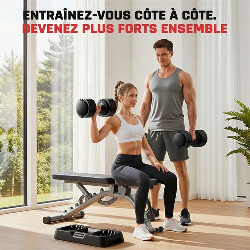 Haltère Réglable De Musculation Charge Variable Gym à Domicile 25 Kg Noir
