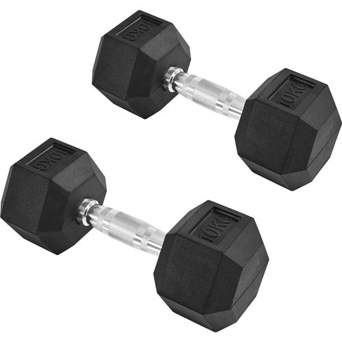 Lot De 2 Haltères Hexagonaux En Métal Gainés De Caoutchouc 2 × 10 Kg
