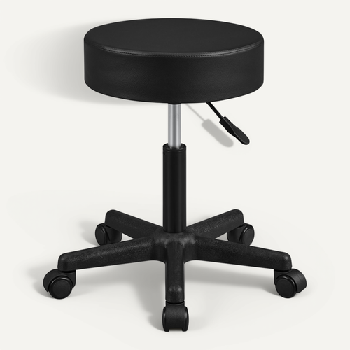 Tabouret de Bureau Chaise dactylo à Roulettes Hauteur Réglable Assise Rembourrée En Simili Noir