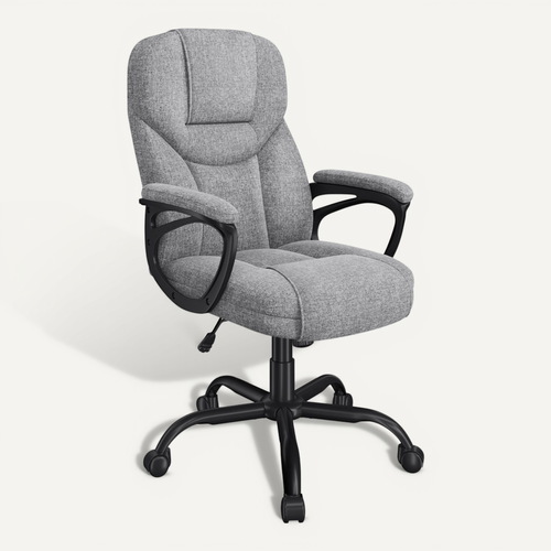 Fauteuil De Bureau En Tissu Avec Haut Dossier Et Assise Réglable En Hauteur Gris