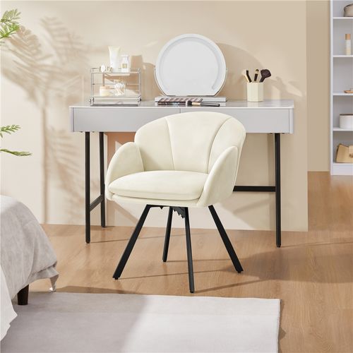 Chaise De Salon Design Fleur En Velours Rotatif à 360° Beige