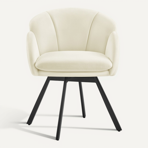 Chaise De Salon Design Fleur En Velours Rotatif à 360° Beige
