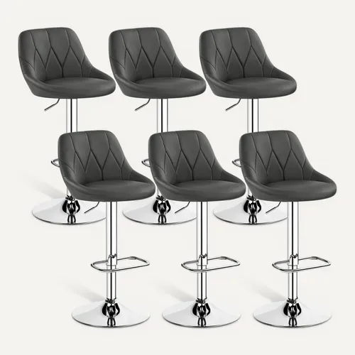 Lot De 6 Tabourets De Bar Moderne Avec Assise Pivotante Réglable En Hauteur Gris Foncé