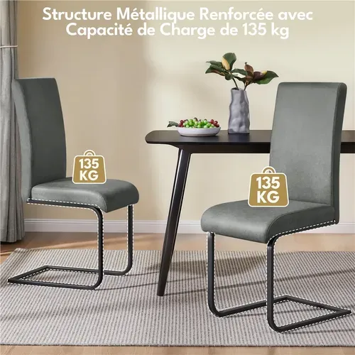 Lot De 2 Chaises De Salle à Manger Chaises Cantilever Avec Pieds Métalliques En U