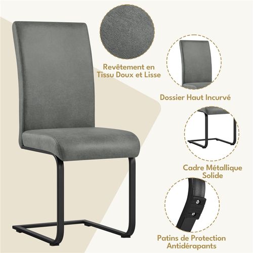 Lot De 2 Chaises De Salle à Manger Chaises Cantilever Avec Pieds Métalliques En U