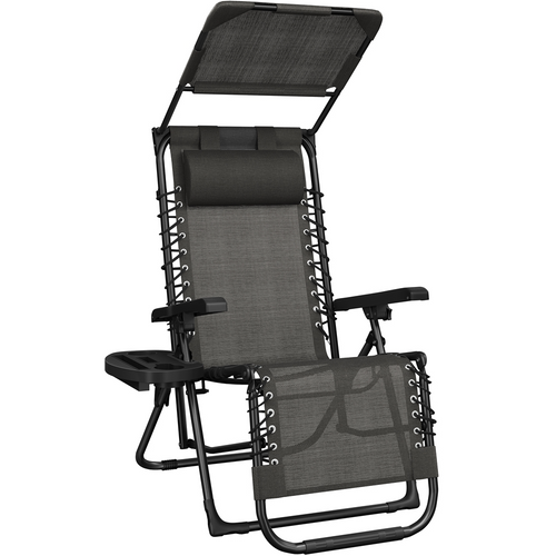 Fauteuil Zéro Gravité Extérieur Avec Pare-soleil Gris Foncé