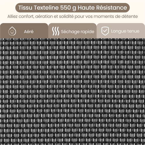 Fauteuil Zéro Gravité Extérieur Avec Pare-soleil Gris Foncé