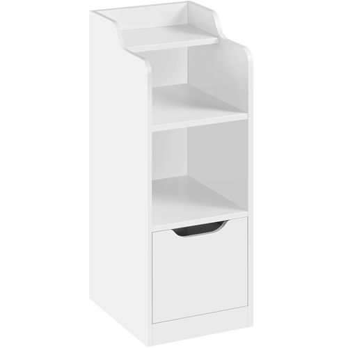 Table De Nuit étroite Avec 1 Tiroir Avec 2 Compartiments Ouverts Blanc
