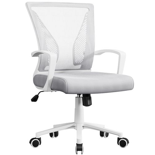 Chaise Bureau En Mesh Inclinable Pivotant Assise Réglable 35-45 Cm Charge 136 Kg Gris Clair