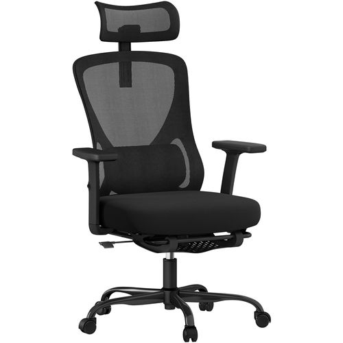 Chaise De Bureau Ergonomique En Maille Respirante Avec Appui-tête, Repose-pieds Et Charge 150 Kg