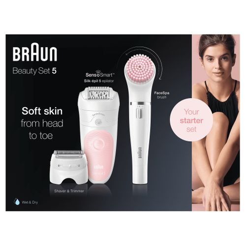 Épilateur Silk-épil 5 Wetetdry 81683688 Blanc, Rose 28 Pince(s)
