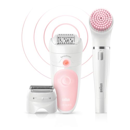 Épilateur Silk-épil 5 Wetetdry 81683688 Blanc, Rose 28 Pince(s)