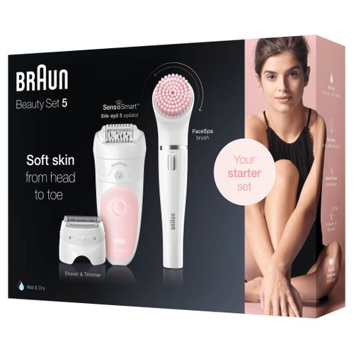 Épilateur Silk-épil 5 Wetetdry 81683688 Blanc, Rose 28 Pince(s)