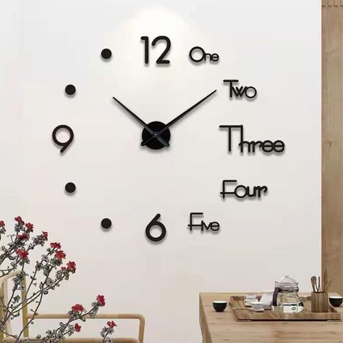Horloge Murale 80-130 Cm, Diy, La Position Des Chiffres Adjustable, Acrylique, Non Toxique, Noir