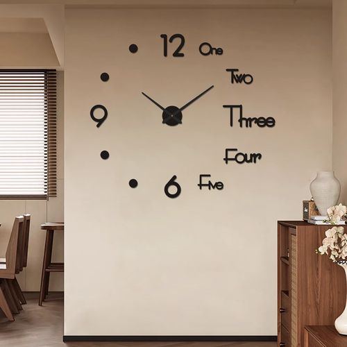 Horloge Murale 80-130 Cm, Diy, La Position Des Chiffres Adjustable, Acrylique, Non Toxique, Noir