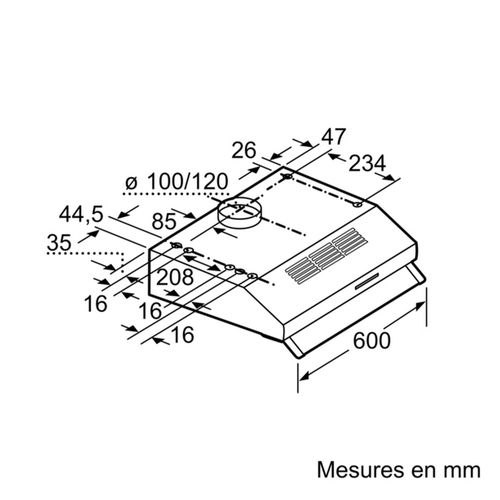 Hotte visière Dul63cc20 Hotte 350 M³/h Blanc D