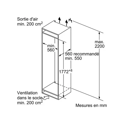 Réfrigérateur congélateur encastrable - Ki87vvfe1