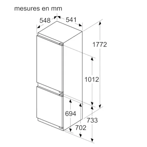Réfrigérateur congélateur encastrable 177 cm 260l froid ventilé - Ki86nvfe0