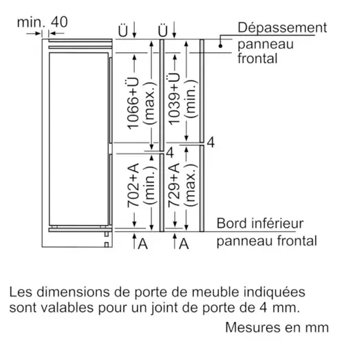 Réfrigérateur congélateur encastrable 177 cm 260l froid ventilé - Ki86nvfe0