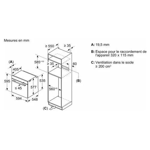 Four Combiné Micro-ondes Intégrable 67l Noir - Hm776gkb1