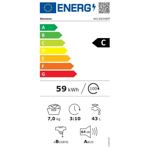 Lave-linge Intégrable 8kg 1200 tours/min Blanc - Wi12w348ff