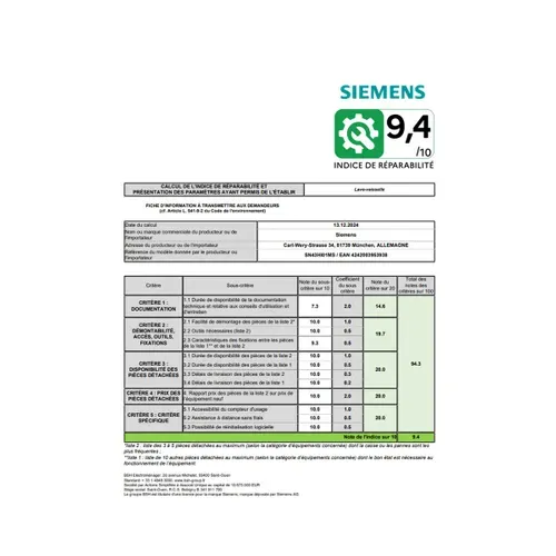 Lave-vaisselle 60cm 14couverts 42db Intégrable Sous Plan Acier Brossé Sn43hi01ms
