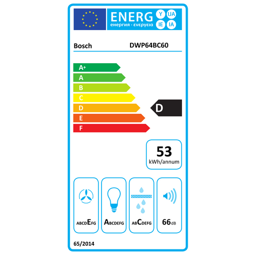 Hotte Décorative Murale 60cm 360m3/h Noir - Dwp64bc60
