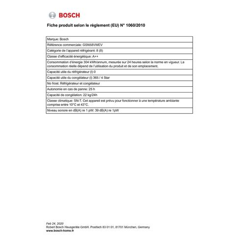 Congélateur Armoire 70 cm 365l No frost Blanc - Gsn58vwev