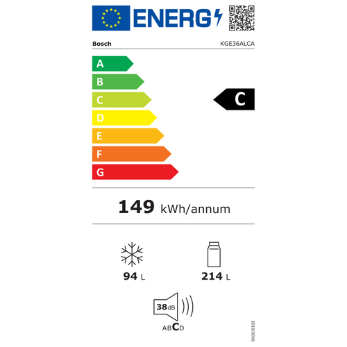 Réfrigérateur Combiné 60cm 308l Metal Look Kge36alca