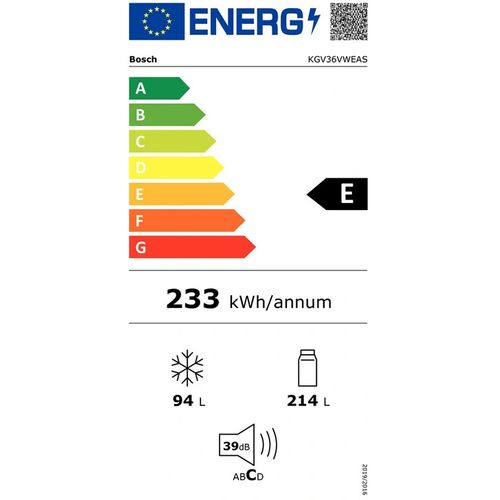 Réfrigérateur Combiné 60cm 308l Brassé Blanc Kgv36vweas