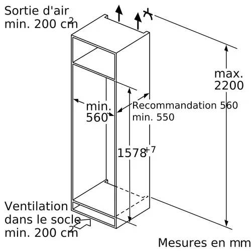 Réfrigérateur 1 Porte Intégrable À Pantographe 248l - Kil72afe0