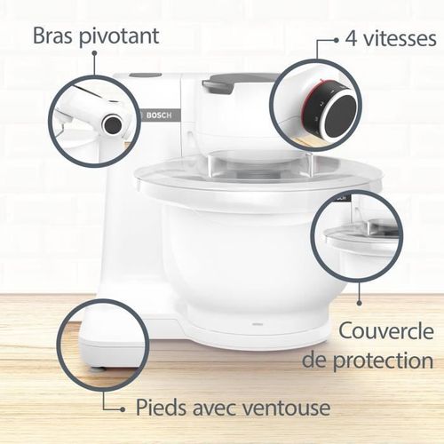 Robot Pâtissier Serie 2 Mums2aw00 - 700 W - 4 Vitesses - 3,8 L - Blanc