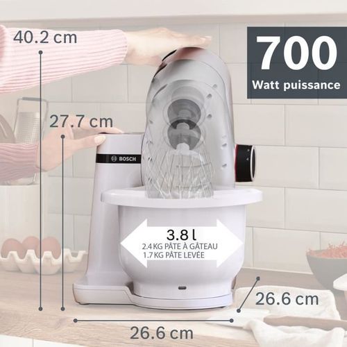 Robot Pâtissier Serie 2 Mums2aw00 - 700 W - 4 Vitesses - 3,8 L - Blanc