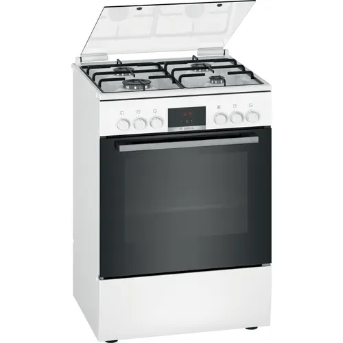Cuisiniere mixte BOSCH HXN39AD21 4 foyers Blanc vue de face
