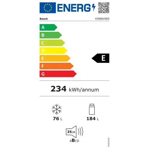 Réfrigérateur congélateur encastrable 260l froid ventilé - Kin86vse0