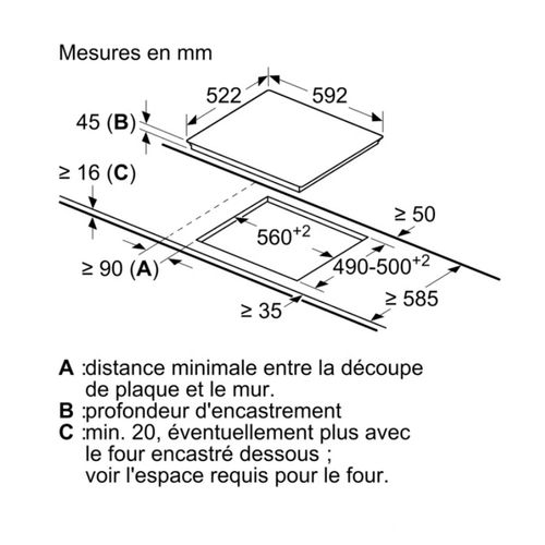 Table De Cuisson Vitrocéramique 60cm 3 Feux 5700w Noir Pkm611bb8e