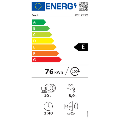 Lave-vaisselle 60cm 10 Couvert 46db Blanc Sps2hkw58e
