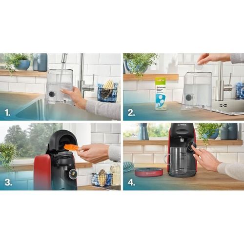 Machine à Café Multi-boissons - Tassimo - Tas163e - T16 Finesse - 1400 W - 0,7 L - Rouge