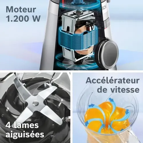 Vitapower Mmb614go Mixeur 1200 W — Bol Tritan 2 L (1,5 L Utile), 2 Vit. + Turbo