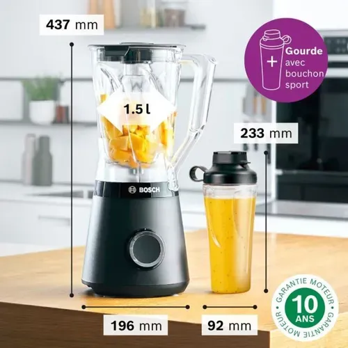 Vitapower Mmb614go Mixeur 1200 W — Bol Tritan 2 L (1,5 L Utile), 2 Vit. + Turbo