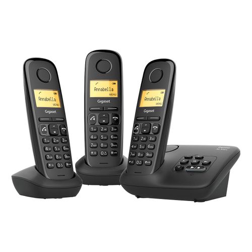 Téléphone sans fil répondeur GIGASET AL370A TRIO NOIR vue de face