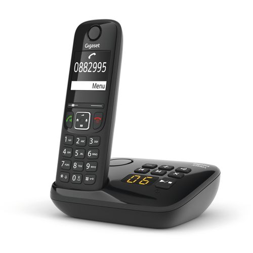 Téléphone sans fil répondeur GIGASET AS690A SOLO NOIR vue de face