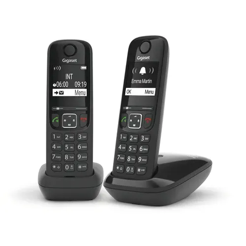 Pack téléphone sans fil GIGASET AS690 DUO NOIR vue de face