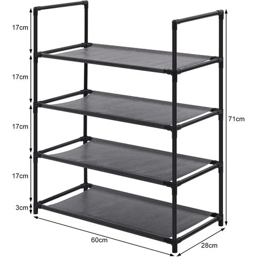 Etagères à Chaussures 4 Couches Pour 12 Paires. Meuble à Chaussures 60x28x71cm. Noir