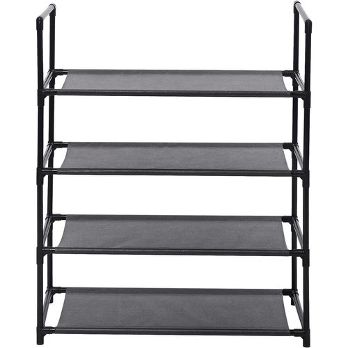 Etagères à Chaussures 4 Couches Pour 12 Paires. Meuble à Chaussures 60x28x71cm. Noir